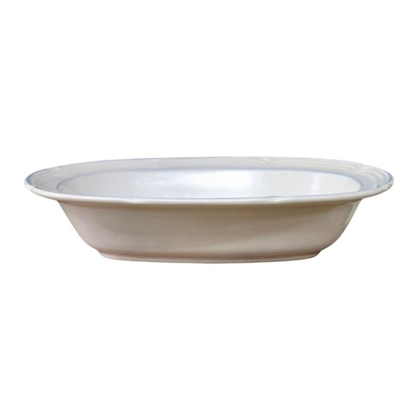 Oval Serving Bowl 10" The Covington Avondale Vintage Stoneware White & Blue Scal - Picture 1 of 5